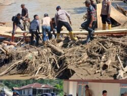 Ratusan Personel Polri Pulihkan Puskesmas, Sekolah, Rumah Warga, hingga Bangun Jembatan Apung di Aceh Tengah